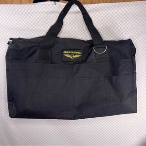 Jeppesen Flight Duffle‎ Overnight Bag Pilot Aviation Black 16x9x5 1/2” Dual Zip